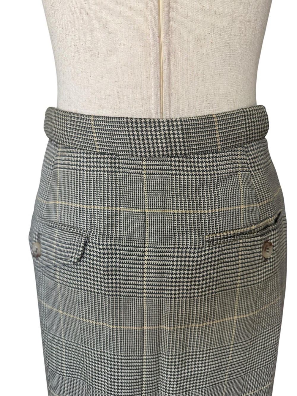 Vintage 70s 80s Ralph Lauren Glen Plaid Midi Skirt Classic Preppy sz Small - Picture 7 of 16